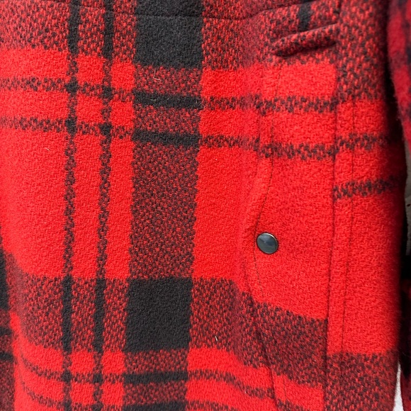 Ralph Lauren Double RL Mens Small 100% WOOL Red Black Buffalo plaid Coat - Picture 10 of 14